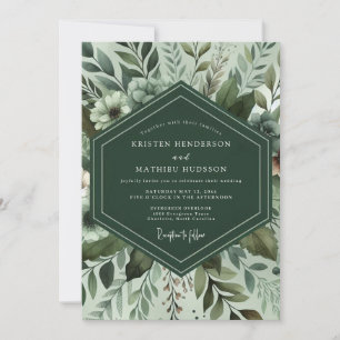 Invitación Boda de follaje verde sage