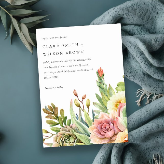 Invitación Boda DE FOLLETAS DE CACTI DESERTO VERDE DE RUBOR S (Subido por el creador)