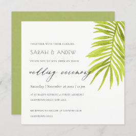 Invitación Boda DE FOLLETO DE COLOR DE AGUA DE PALM LEAF VERD