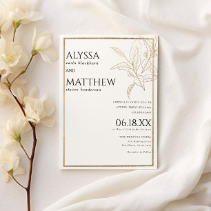 Invitación Boda de folletos de oro blanco y de lujo sencillo