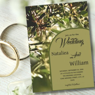 Invitación Boda de fondo de olivo verde moderno