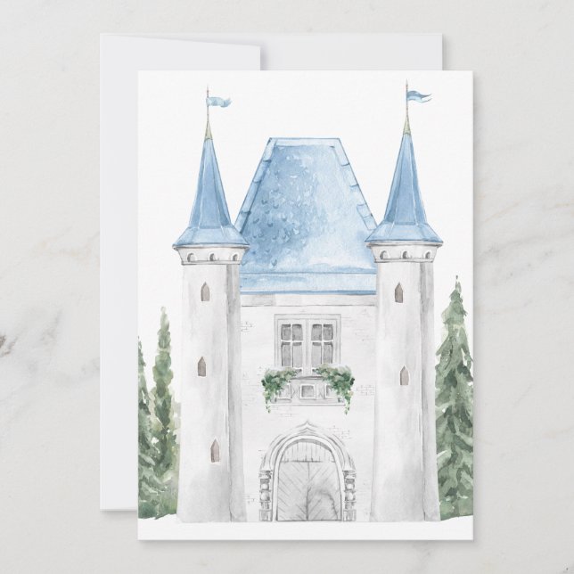 Invitación Boda de fondo del castillo de acuarela romántica (Anverso)