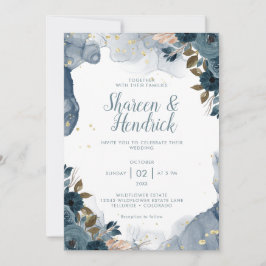 Invitación Boda de fondo floral con tinta de alcohol de la ma