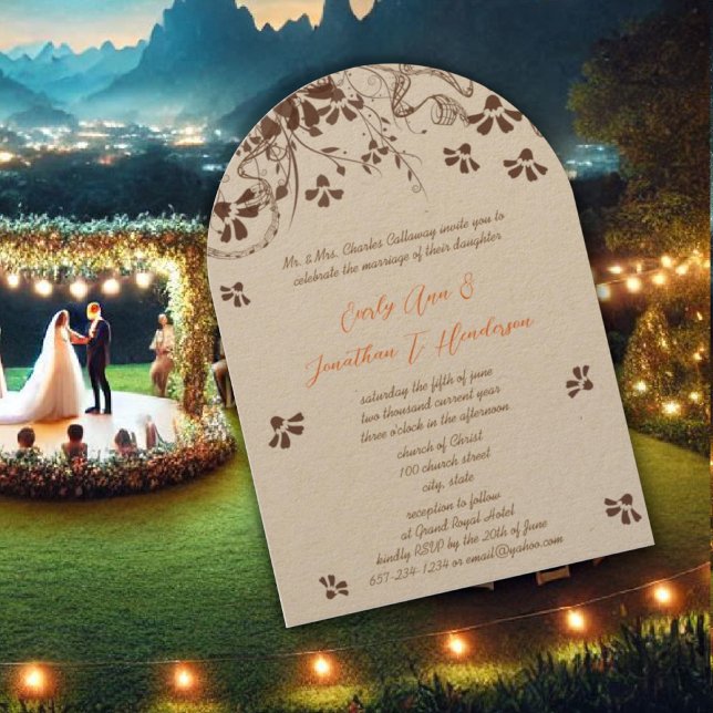 Invitación Boda de forma de arco floral rústico de barn (Subido por el creador)
