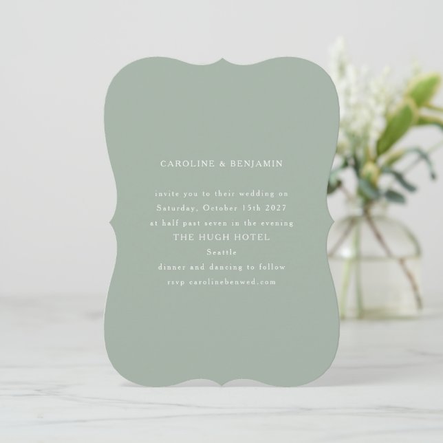 Invitación Boda de forma único de sabio dentado formal clásic (Anverso de pie)