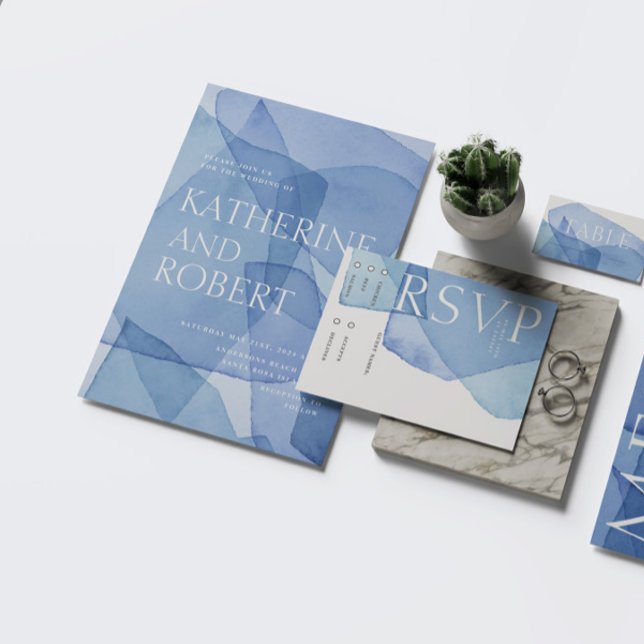 Invitación Boda de formas de acuarela elegante y moderna (Subido por el creador)