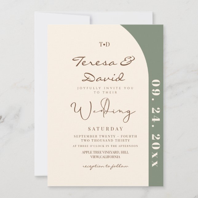 Invitación Boda de Foto Boho Moderna (Anverso)