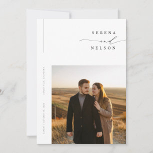 Invitación Boda de Foto Boho Simple en Blanco y Negro