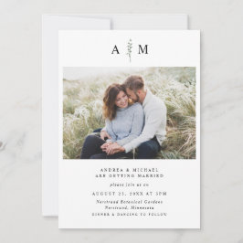 Invitación Boda de Foto Botánica de Rama Simple Moderna