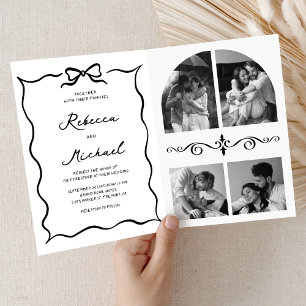 Invitación Boda de foto con código QR de lazo dibujado a mano