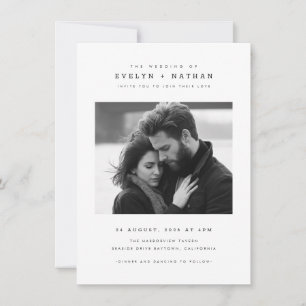Invitación Boda de Foto con Código QR de Tipografía Simple y 