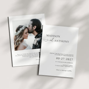 Invitación Boda de foto con código QR moderno y minimalista