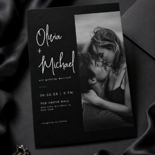 Invitación Boda de Foto con Letra Elegante Minimalista Modern