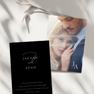 Invitación Boda de Foto con Letra Negra Minimalista