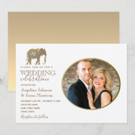 Invitación Boda de Foto con Monograma de Oro
