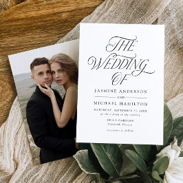 Invitación Boda de foto con tipografía negra elegante moderna