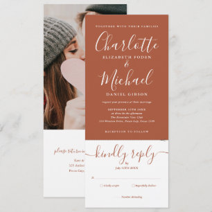Invitación Boda de foto con todo incluido de escritura elegan