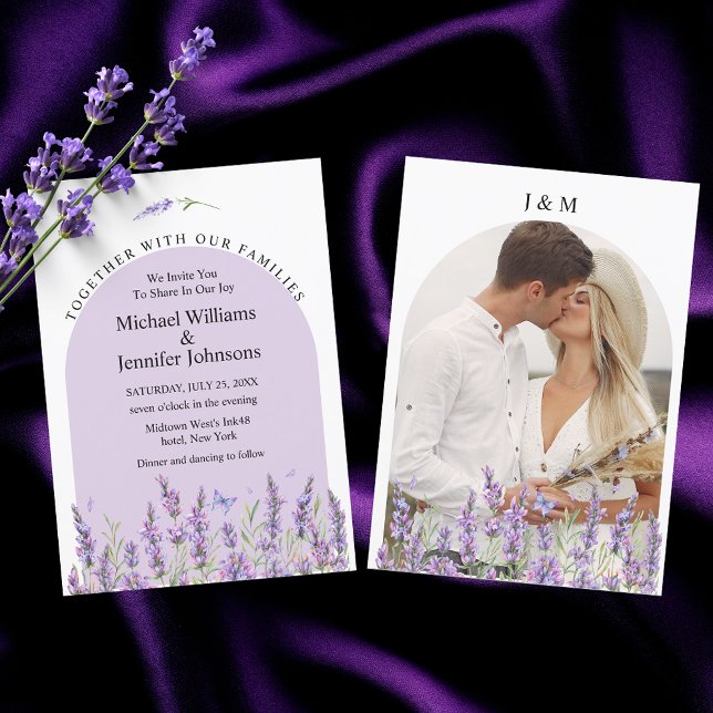 Invitación Boda de Foto de Arco Floral de Lavanda (Subido por el creador)