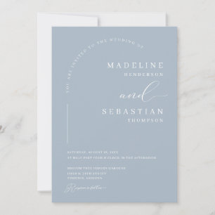 Invitación Boda de Foto de Arco Moderno Suave Azul Polvorient