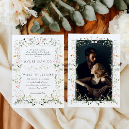 Invitación Boda de foto de Boho floral de Flor silvestre ruso