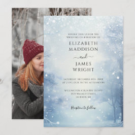 Invitación Boda de Foto de Bosque de Ensueño Invernal