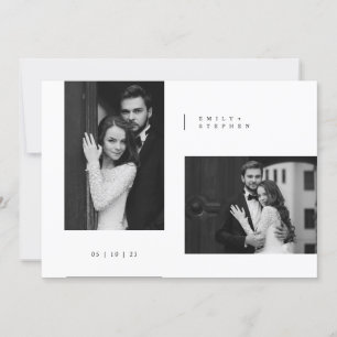 Invitación Boda de Foto de Corbata Negra Atemporal