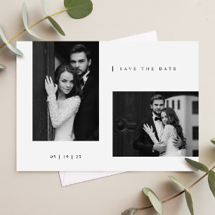 Invitación Boda de Foto de Corbata Negra Atemporal