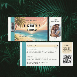 Invitación Boda de foto de embarque de destino de playa tropi