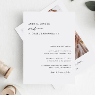 Invitación Boda de Foto de Escritura a Mano Moderna Simple
