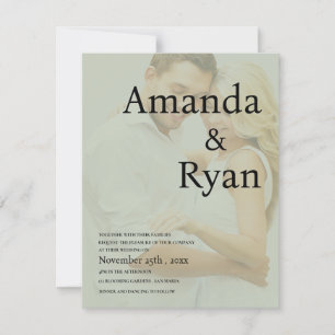 Invitación Boda de foto de faux vellum verde sabio minimalist