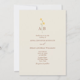 Invitación Boda de foto de flor silvestre neutral con código 