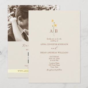Invitación Boda de foto de flor silvestre neutral con código 