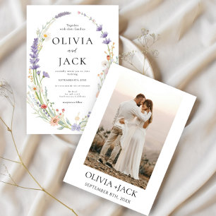 Invitación Boda de foto de flores rusticas de Boho Wildflower