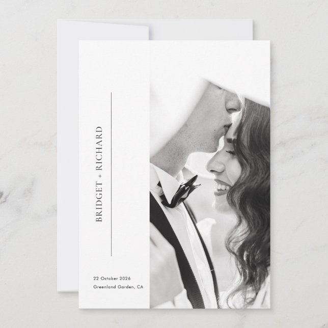 Invitación Boda de Foto de Gala Romántica (Anverso)