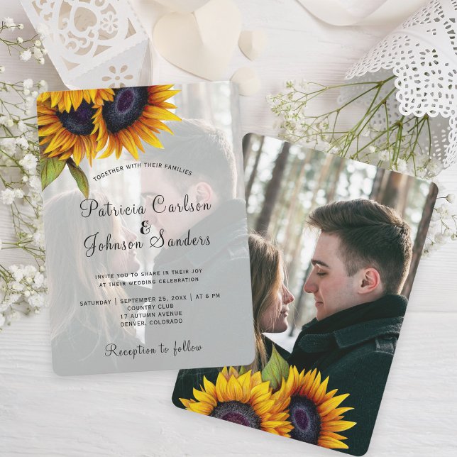 Invitación Boda de foto de girasol rústico (Subido por el creador)