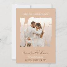 Boda de foto de historia de amor con lettering