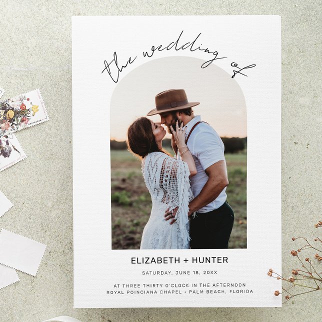 Invitación Boda de foto de marco de arco delgado Código QR RS (Subido por el creador)