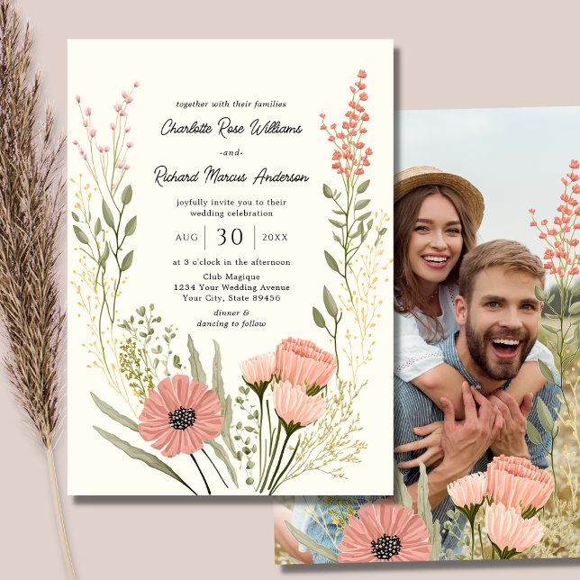 Invitación Boda de foto de marfil en el Jardín Botánico de Fl (Subido por el creador)