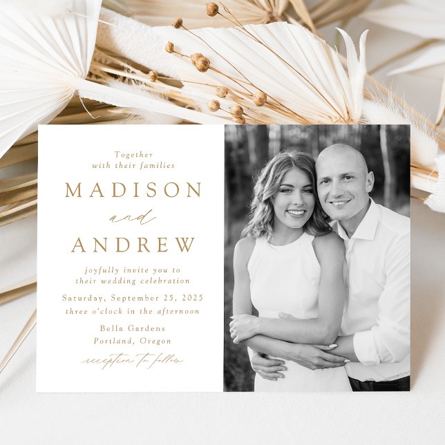 Invitación Boda de Foto de Oro Elegante Moderna (Subido por el creador)