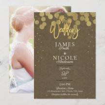 Boda de Foto de Papel Metalizado con Confeti Dorad