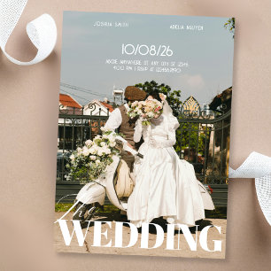 Invitación Boda de foto de película minimalista retro vintage