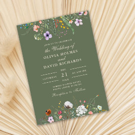 Invitación Boda de foto de Sage Green Wildflower Meadow Perso