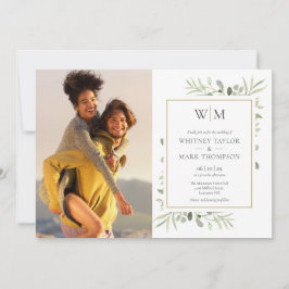 Invitación Boda de foto de vegetación botánica con monograma