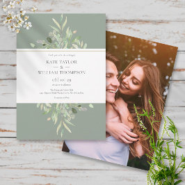 Invitación Boda de foto de vegetación de eucalipto verde salv