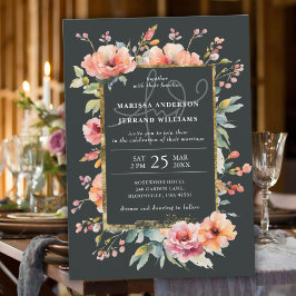 Invitación Boda de foto del marco dorado del jardín botánico 