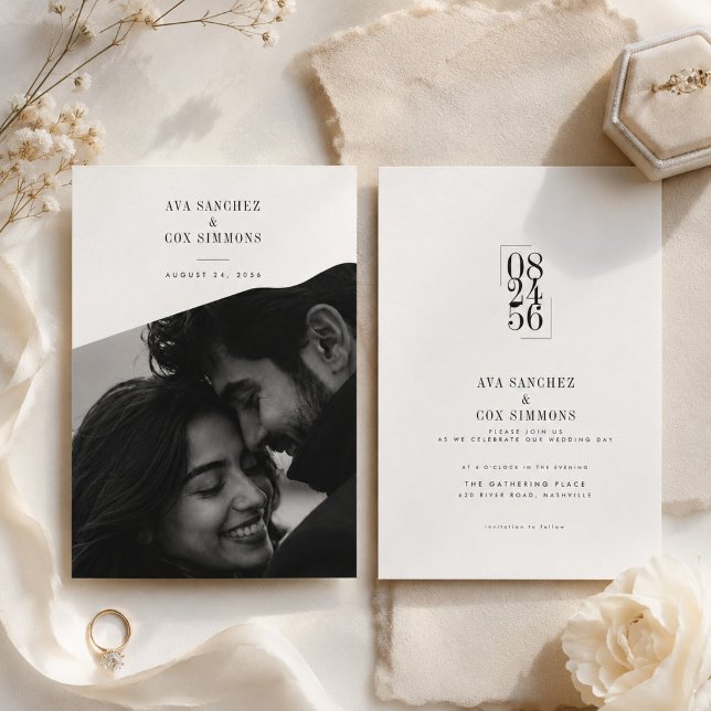 Invitación Boda de Foto Diagonal Moderna  (Subido por el creador)