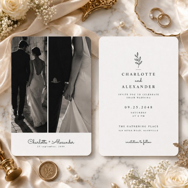 Invitación Boda de Foto Dividida Moderna  (Subido por el creador)