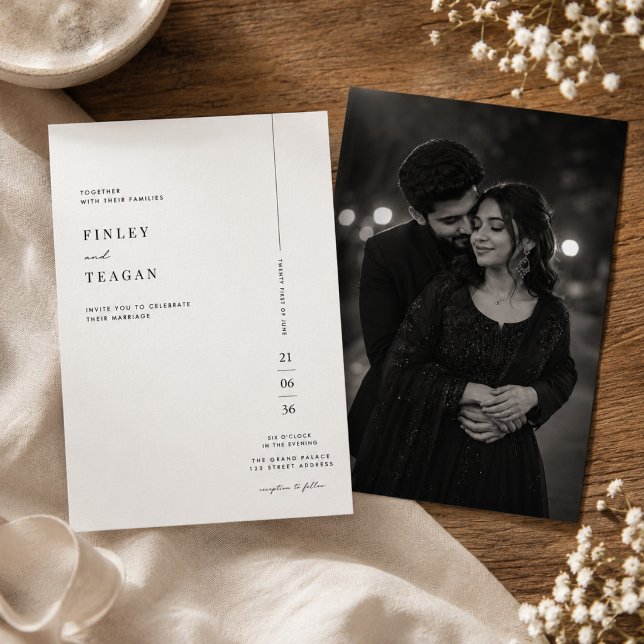 Invitación Boda de Foto Editorial Moderna  (Subido por el creador)