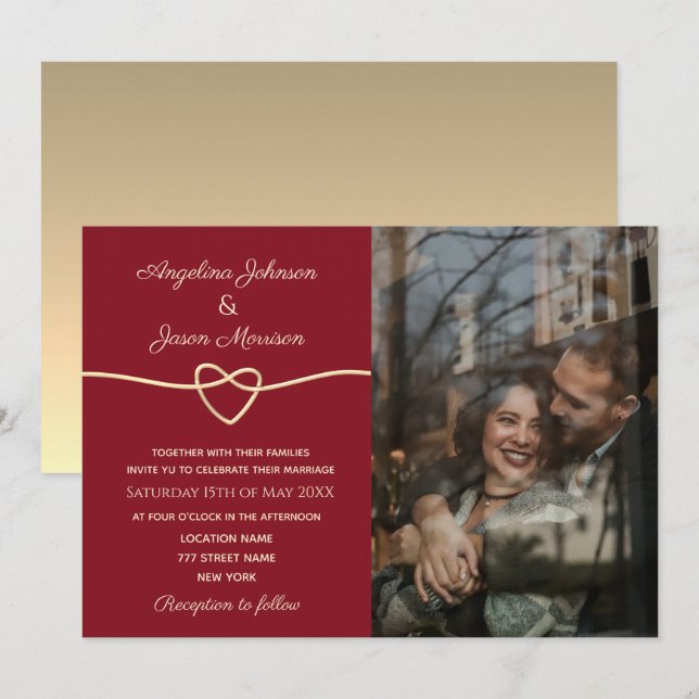 Invitación Boda de Foto Elegante Moderna (Anverso / Reverso)