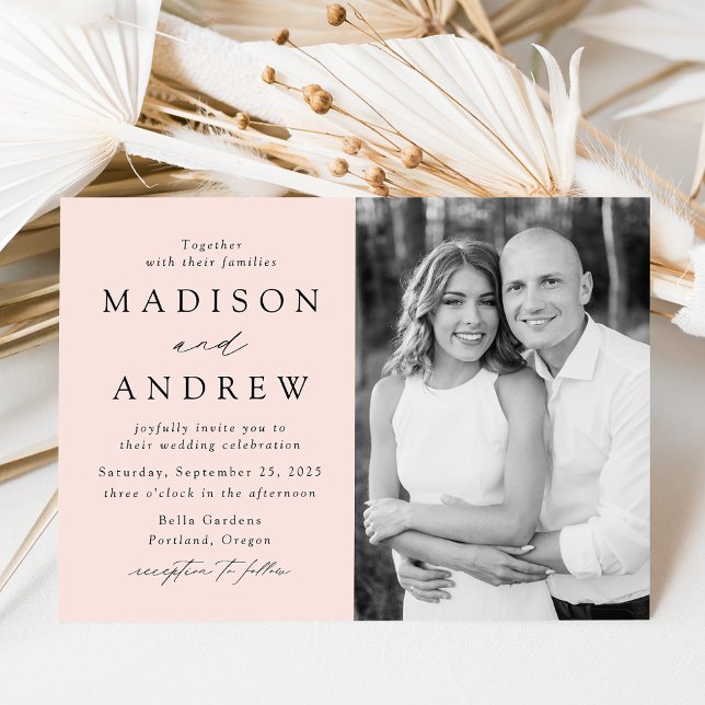 Invitación Boda de Foto Elegante Moderna Rosa (Subido por el creador)